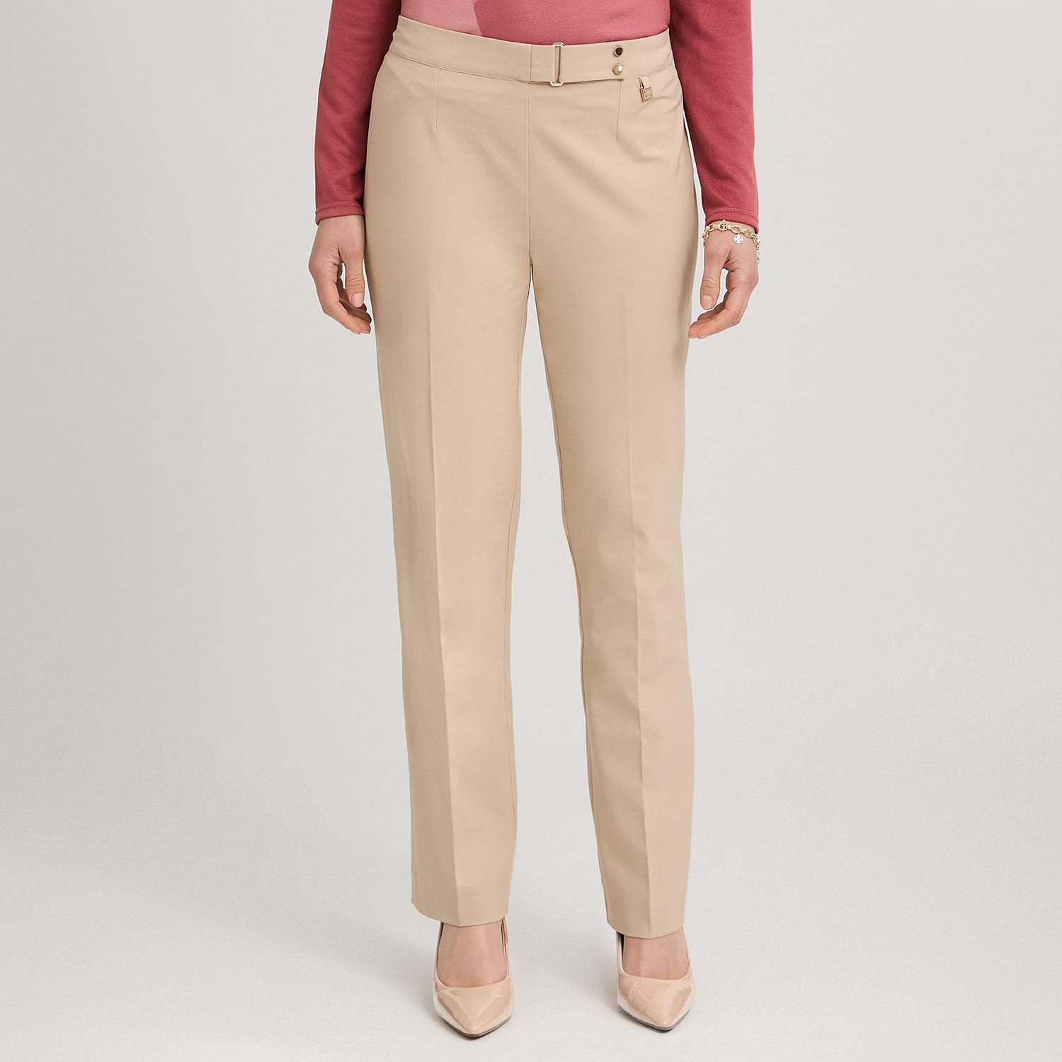Pantalón Formal Recto Pretina Elasticada Beige